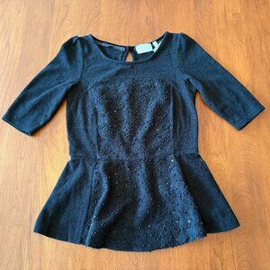 Anthropologie | Deletta Sparkling Boucle Peplum Top (Size XS)